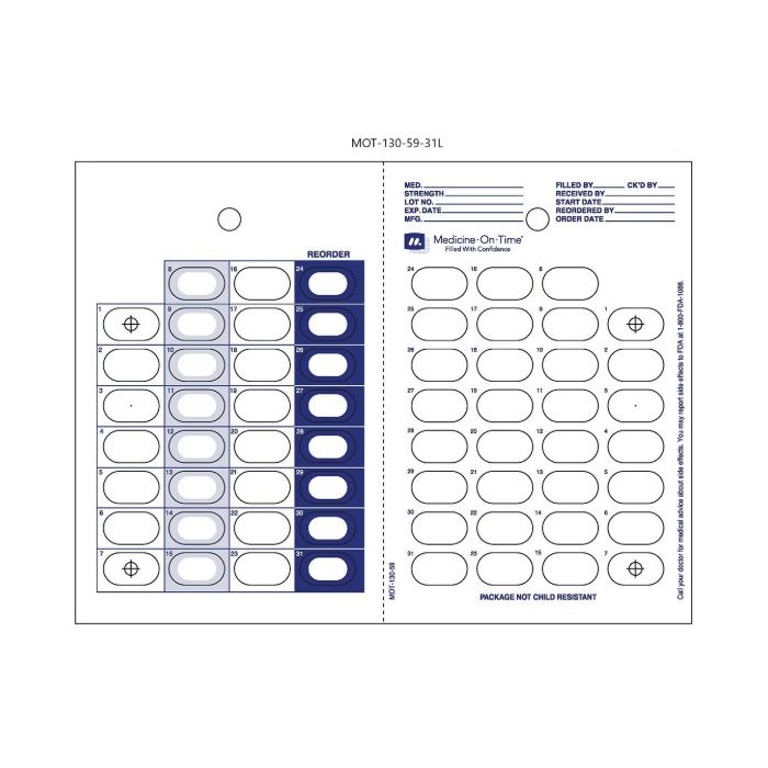 CARD AND BLISTER - 31 DAY ONE PIECE - CALENDAR - 250/CASE