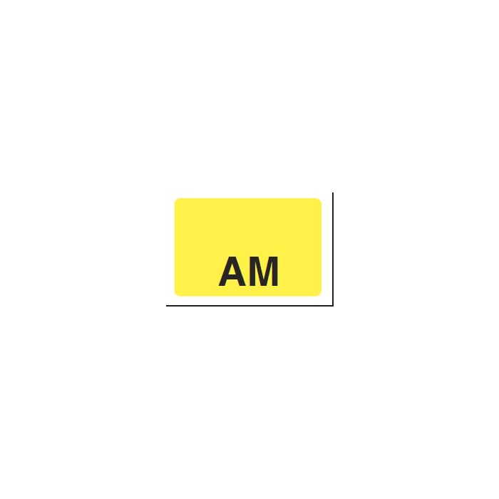 LABEL - AM BLACK PRINT ON YELLOW - 125 X 1 - 1000/BOX - MT1.25AM-YEL2C