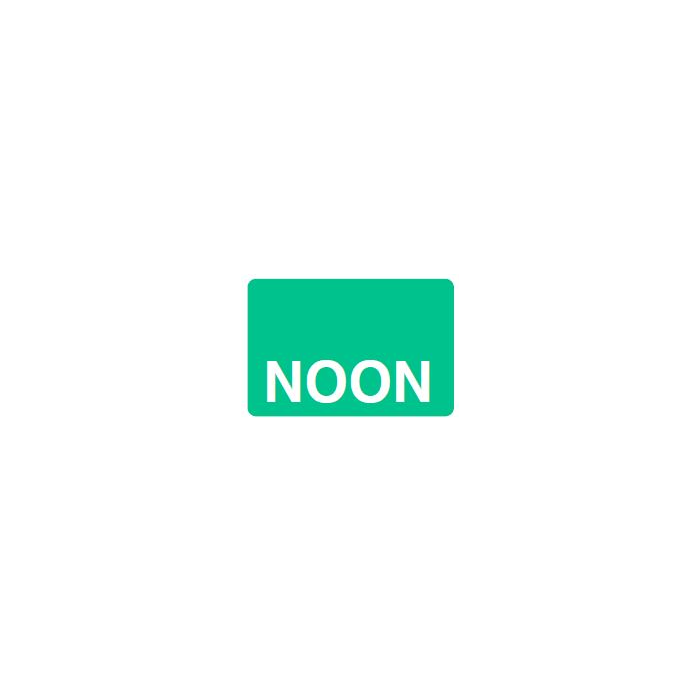 LABEL - NOON REVERSE PRINT WHITE ON GREEN - 125 X 1 - 1000/BOX - MT1.25NOON-GRN1C