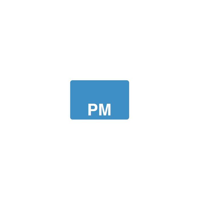 LABEL - PM REVERSE PRINT WHITE ON BLUE - 125 X 1 - 1000/BOX - MT1.25PM-BLU1C