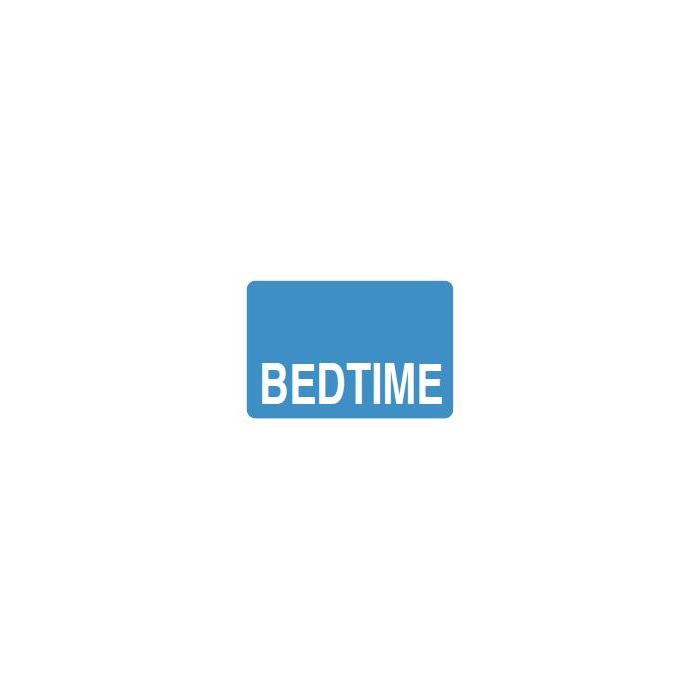 LABEL - BEDTIME REVERSE PRINT WHITE ON BLUE - 15 X 1 - 1000/BOX - MTBED-BLUE1C