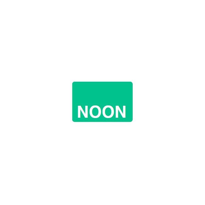 LABEL - NOON REVERSE PRINT WHITE ON GREEN - 15 X 1 - 1000/BOX - MTNOON-GREEN1C