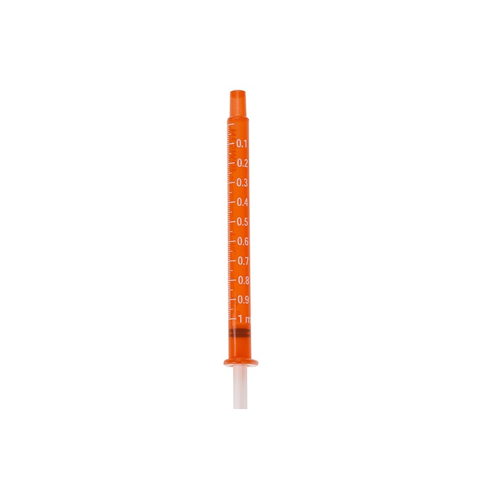 ORAL SYRINGE - AMBER W/WHITE MARKINGS W/TIP CAP - 1ML
