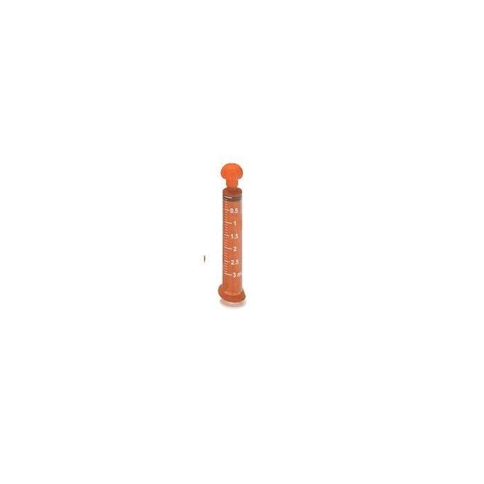 ORAL SYRINGE - AMBER W/WHITE MARKINGS W/TIP CAP - 3ML
