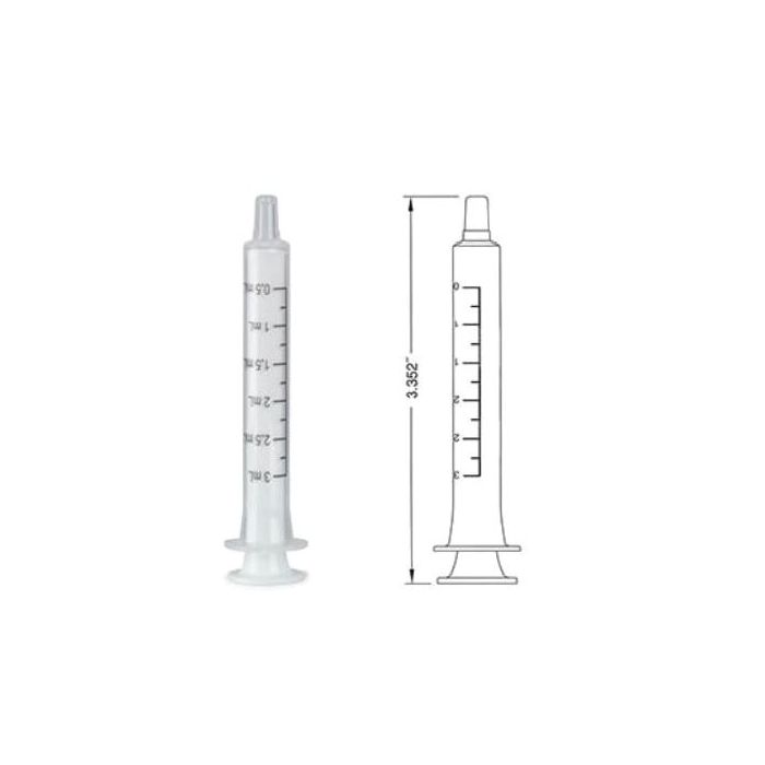 CLEAR ORAL DISPENSER - WHITE PLUNGER - 3 ML - 100/PACK - ORAL41-3ML