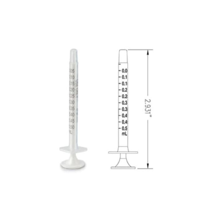 CLEAR ORAL DISPENSER - WHITE PLUNGER - 5 ML - 100/PACK - ORAL41-.5ML