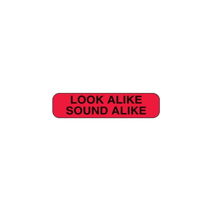 WARNING LABEL - 1-9/16 X 3/8 - LOOK ALIKE SOUND ALIKE - P-ALIKE