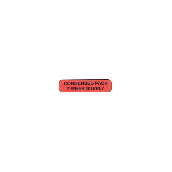 WARNING LABEL - 1-9/16 X 3/8 - CONDENSED PACK 2 WEEK SUPPLY - P-CONDENSED