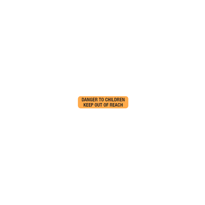 WARNING LABEL - 1-9/16 X 3/8 - DANGER TO CHILDREN KEEP OUT OF REACH