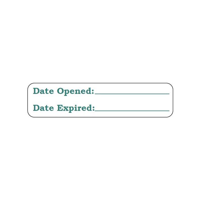 WARNING LABEL - 1-9/16 X 3/8 - DATE OPENED:___ DATE EXPIRED:___ - P-OPEN-EXP