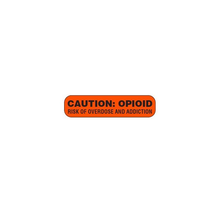 WARNING LABEL - 1-9/16 X 3/8 - CAUTION: OPIOID - P-OPIOID-ORANGE