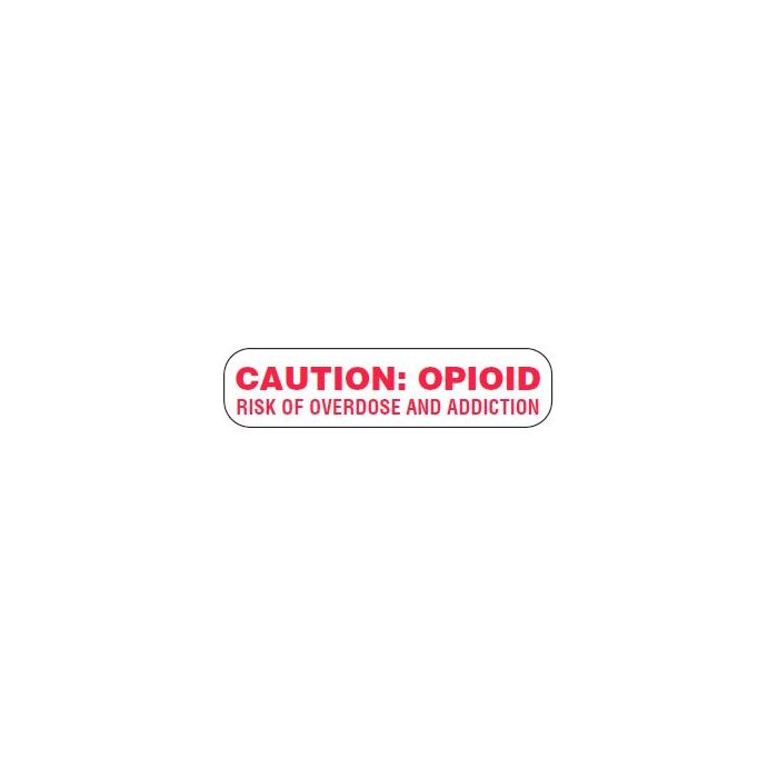 WARNING LABEL - 1-9/16 X 3/8 - CAUTION: OPIOID - P-OPIOID