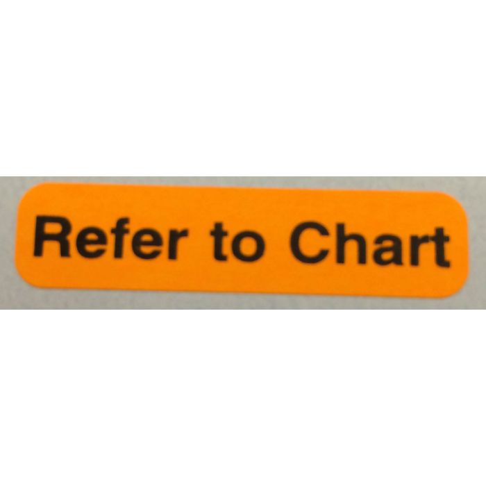 WARNING LABEL - 1-9/16 X 3/8 - REFER TO CHART - P-REFER