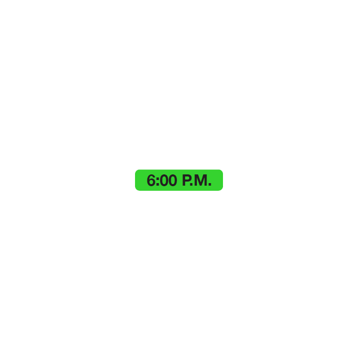 WARNING LABEL - 1-9/16” X 3/8” - 6:00 PM