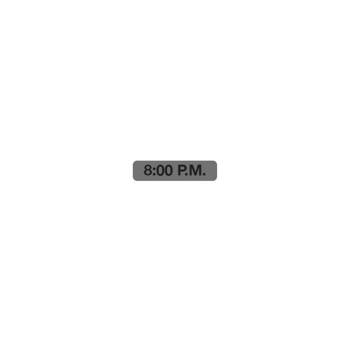 WARNING LABEL - 1-9/16” X 3/8” - 8:00 PM