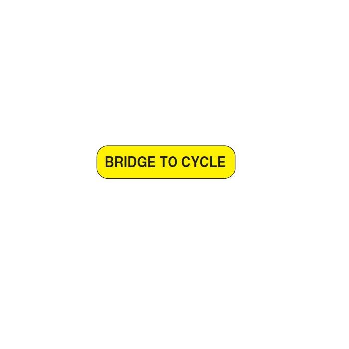 WARNING LABEL - 1-9/16 X 3/8 - BRIDGE TO CYCLE - P-BRIDGE