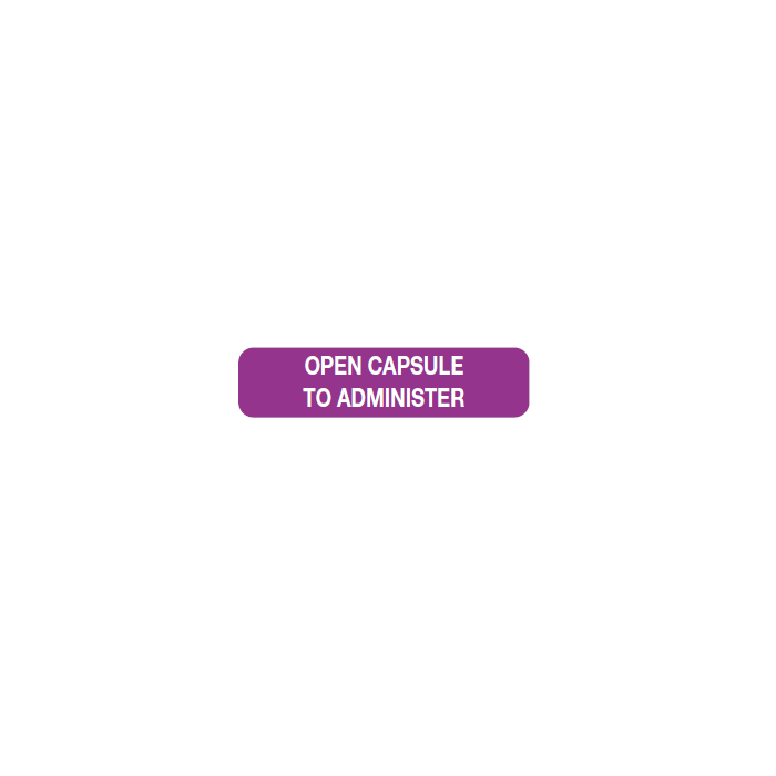 WARNING LABEL - 1-9/16 X 3/8 - OPEN CAPSULE TO ADMINISTER