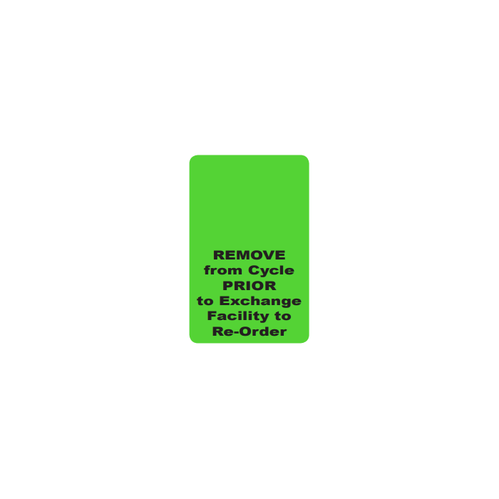 WARNING LABEL - 2-3/4 X 1-3/4 - REMOVE FROM CYCLE PRIOR