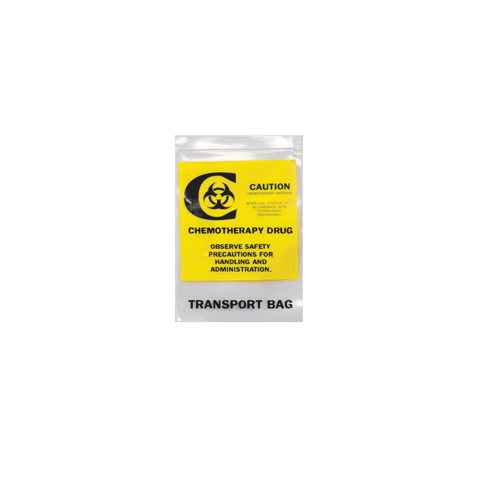RECLOSABLE ZIP BAG - CHEMOTHERAPY DRUG TRANSPORT - 9 X 12 - 4 MIL - 500/CASE - Q455