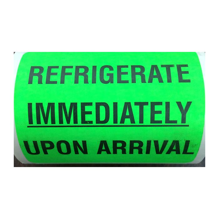 WARNING LABEL - 3 X 3-5/8 - REFRIGERATE IMMEDIATELY UPON ARRIVAL - REFRIG-ARRIV
