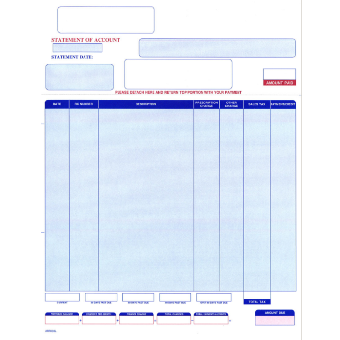 LASER STATEMENT -  ACCOUNTS RECEIVABLE - RX30 SOFTWARE - STATEONRX30-J