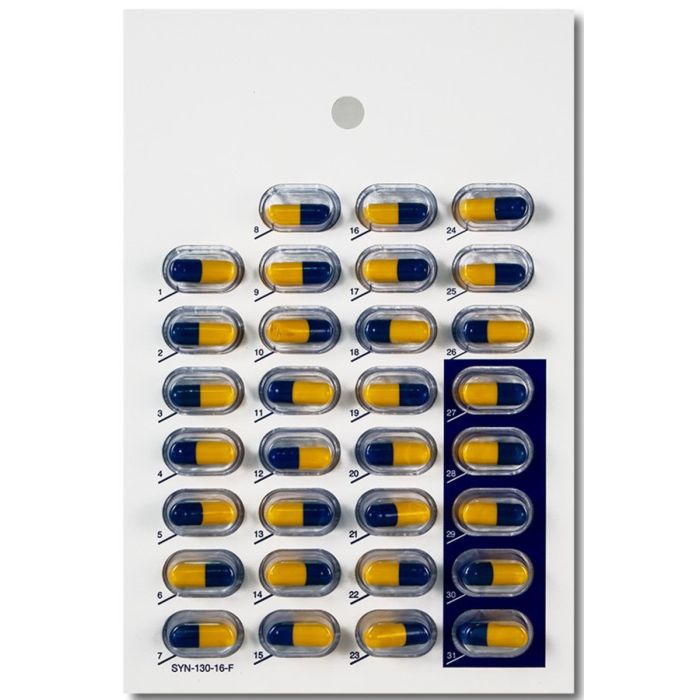 CARD AND BLISTER - 31 DAY SINGLE DOSE - CALENDAR - SYNMED-FRONT - 500/CASE - SYN130-16-31L-J