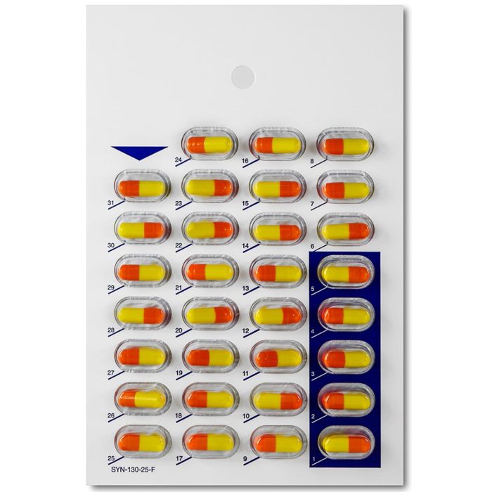 CARD AND BLISTER - 31 DAY SINGLE DOSE - COUNTDOWN - SYNMED-FRONT - XXL- 500/CASE - SYN130-25-31XXL-J