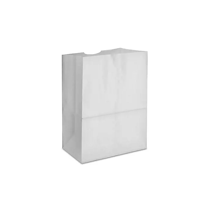 PAPER BAG - FLAT BOTTOM - WHITE - 12 X 7 X 17 - 1/6 BARREL - WSQJ16