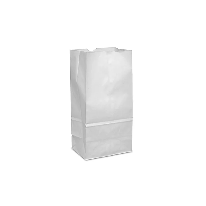 PAPER BAG - FLAT BOTTOM - WHITE - 6-1/8 X 4 X 12-3/8 - 8LB - WSQJ8