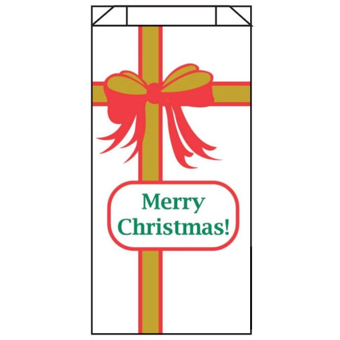 MERRY CHRISTMAS RIBBON WITH BOW - 5 X 2 X 10 - RX BAG - 23 - XMASBOW5210