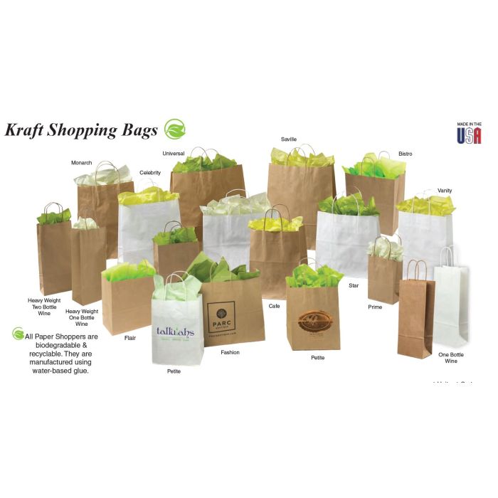 WHITE KRAFT BAGS - 13 X 7 X 17 - MONARCH - 250/CASE - SH-MOWK