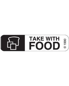WARNING LABEL - 1-9/16 X 3/8 - TAKE WITH FOOD - 10X