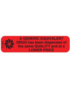 WARNING LABEL - 1-9/16 X 3/8 - A GENERIC EQUIVALENT DRUG - 1301