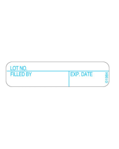 WARNING LABEL - 1-9/16 X 3/8 - LOT NO/FILLED BY/EXP DATE