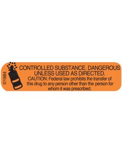 WARNING LABEL - 1-9/16 X 3/8 - CONTROLLED SUBSTANCE - 1322