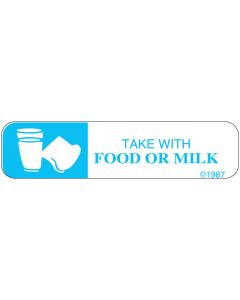 WARNING LABEL - 1-9/16 X 3/8 - TAKE WITH FOOD OR MILK - 1338