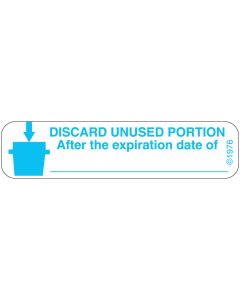WARNING LABEL - 1-9/16 X 3/8 - DISCARD UNUSED PORTION - 135
