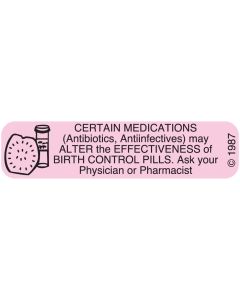WARNING LABEL - 1-9/16 X 3/8 - CERTAIN MEDICATIONS - 1360