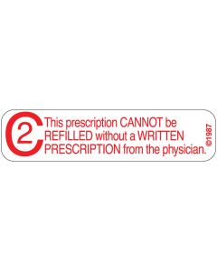 WARNING LABEL - 1-9/16 X 3/8 - C2 THIS PRESCRIPTION - 1363