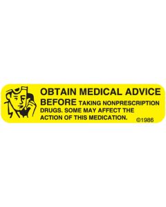 WARNING LABEL - 1-9/16 X 3/8 - OBTAIN MEDICAL ADVICE - 14W