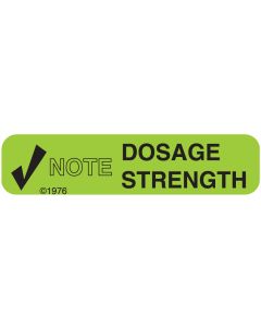 WARNING LABEL - 1-9/16 X 3/8 - NOTE DOSAGE STRENGTH - 153