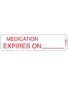 WARNING LABEL - 1-9/16 X 3/8 - MEDICATION EXPIRES ON _____ - 1590