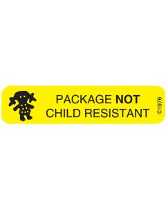 WARNING LABEL - 1-9/16 X 3/8 - PACKAGE NOT CHILD RESISTANT - 160