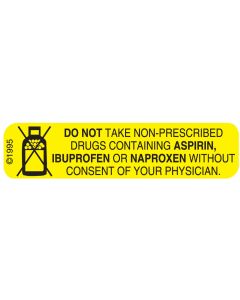 WARNING LABEL - 1-9/16 X 3/8 - DO NOT TAKE NON-PRESCRIBED DRUGS