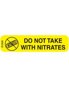 WARNING LABEL - 1-9/16 X 3/8 - DO NOT TAKE WITH NITRATES - 1691