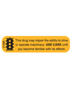 WARNING LABEL - 1-9/16 X 3/8 -THIS DRUG MAY IMPAIR