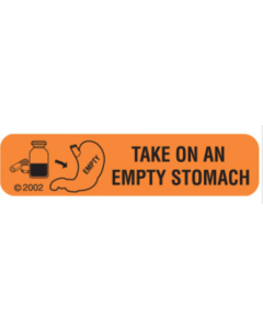 WARNING LABEL - 1-9/16 X 3/8 - TAKE ON AN EMPTY STOMACH - 1742