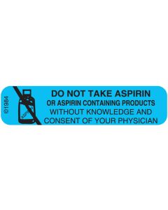 WARNING LABEL - 1-9/16 X 3/8 - DO NOT TAKE ASPIRIN - 183