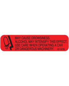 WARNING LABEL - 1-9/16 X 3/8 - MAY CAUSE DROWSINESS - 1X