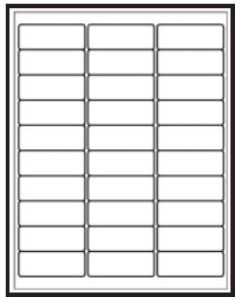 BLANK - LASER LABEL - WHITE - 1 X 2-5/8 - 30-UP
